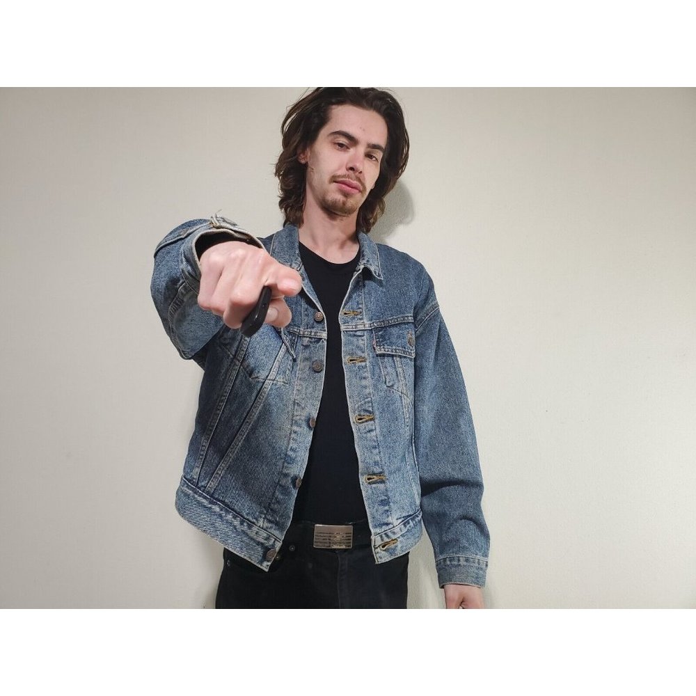 Vintage Levis Blue Denim Jean Jacket Mens Size M Made In Mexico